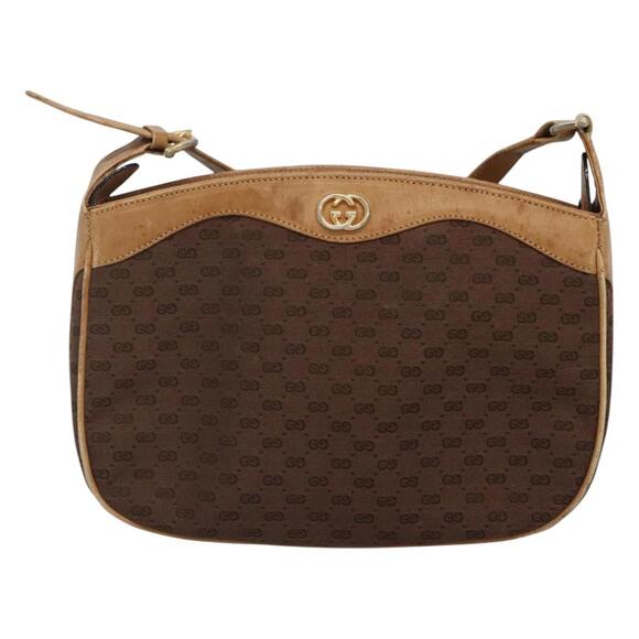 GUCCI Micro GG Canvas Shoulder Bag Brown Gold - Picture 2 of 12